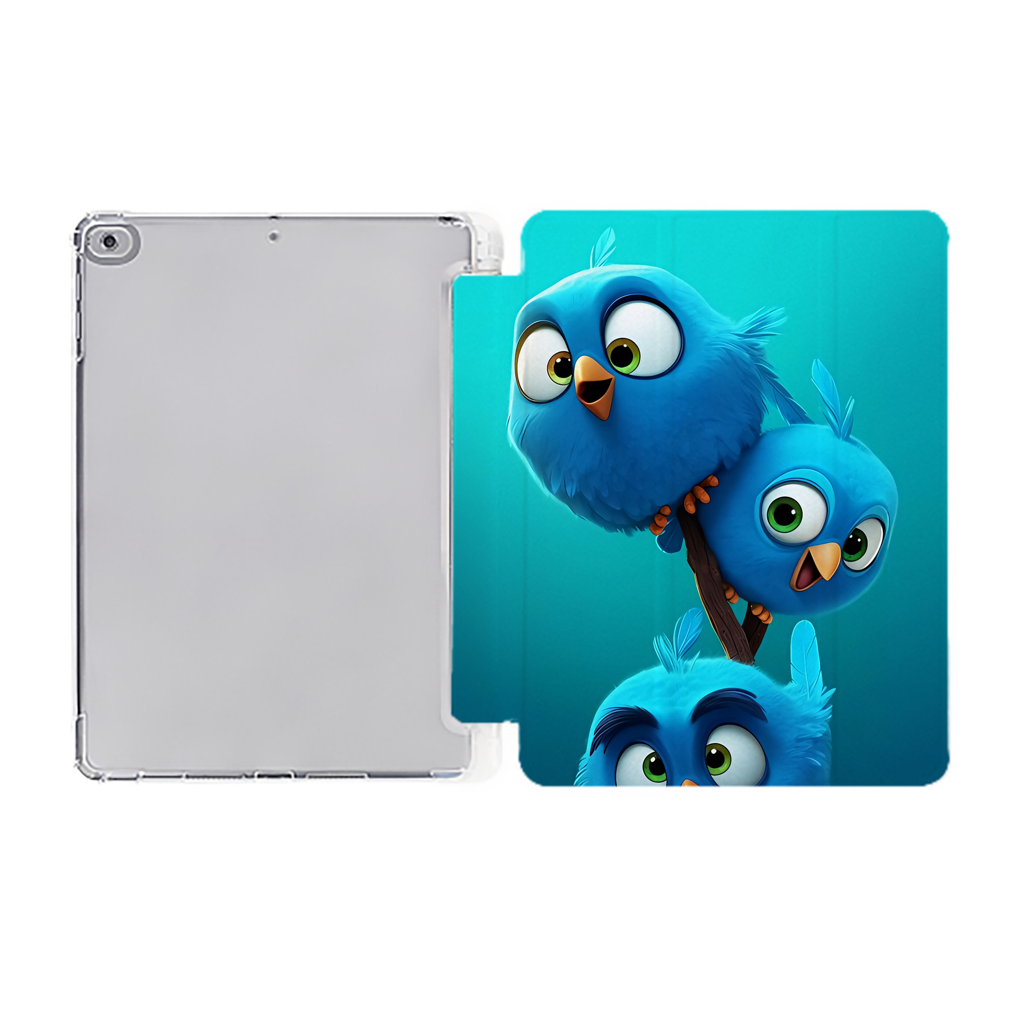 （画像用） Angry Birds アングリーバード IPad ケース ペン収納付き 三つ折りスタンド PUレザー×シリコン 対応機種9.5/10.5/10.9インチ